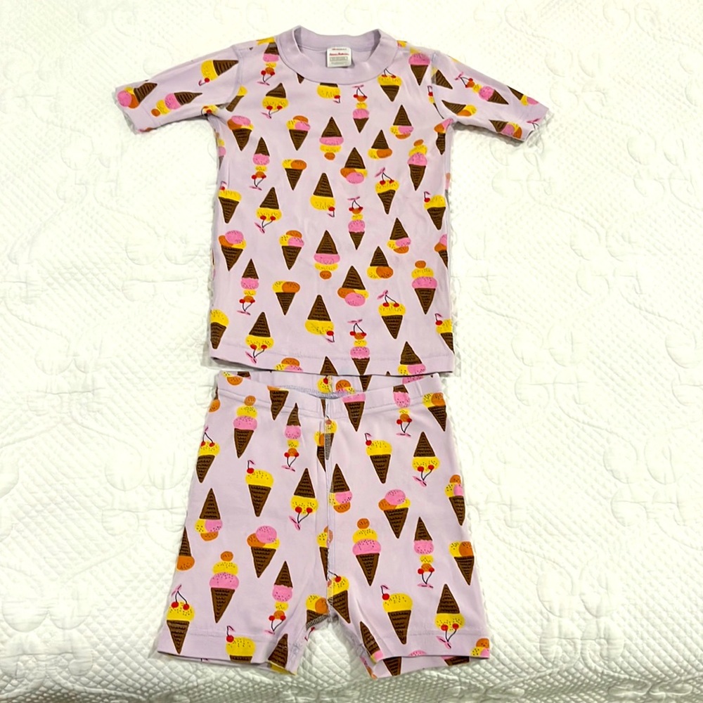 Hanna Andersson Short Johns Organic Cotton Ice Cream Cones Pajamas Set, US 6-7